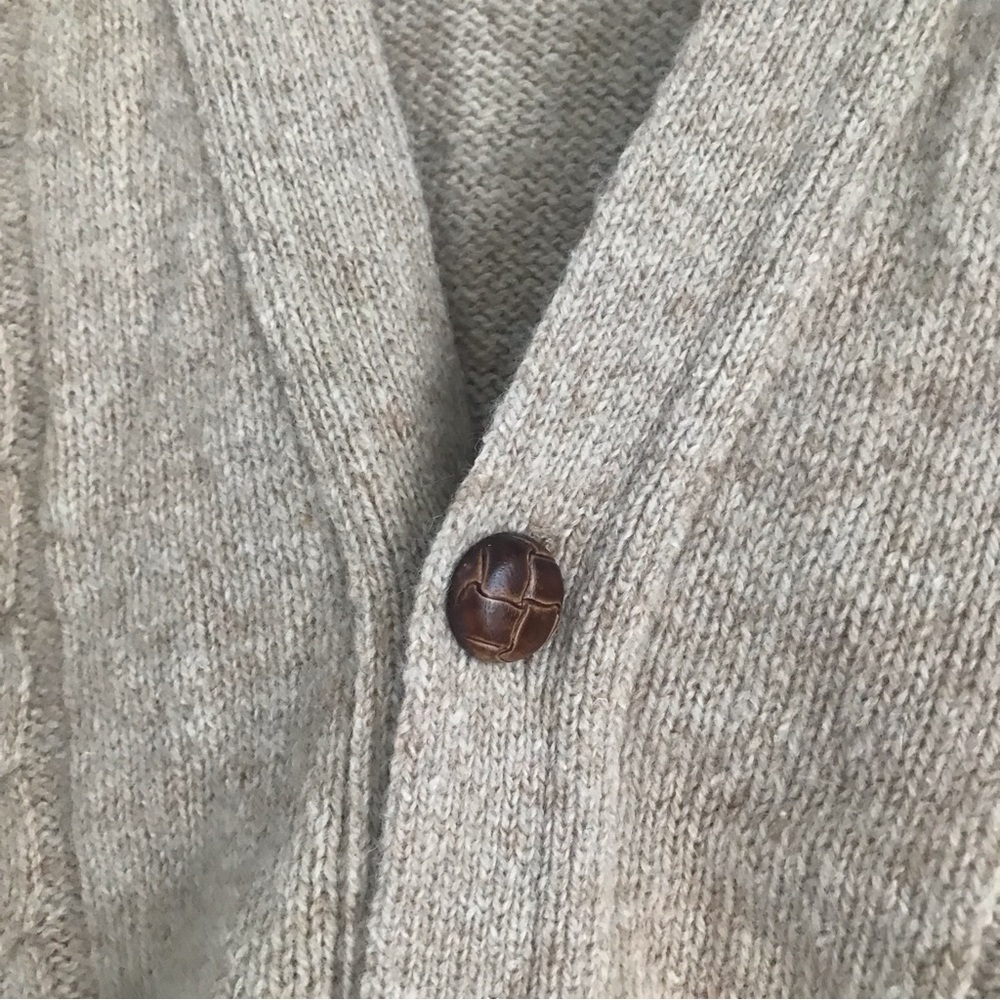 Country Square Jantzen Vintage Cable Chunky Wool Sweater Grandpa Cardigan USA S - Picture 5 of 13